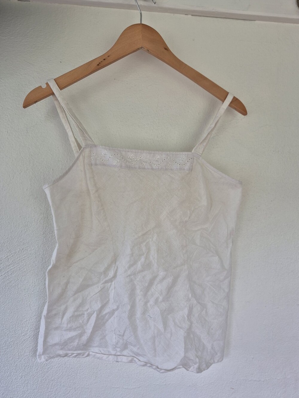 Vintage Cotton Camisole Size Large Cream Coloured